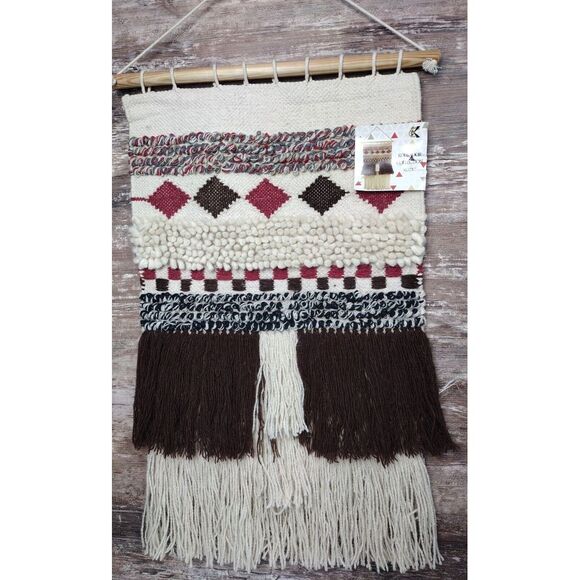 NWT 20"x 31" Wool + Hand woven India Wall Hanging Tapestry Wall Home Decor Boho - Picture 1 of 12
